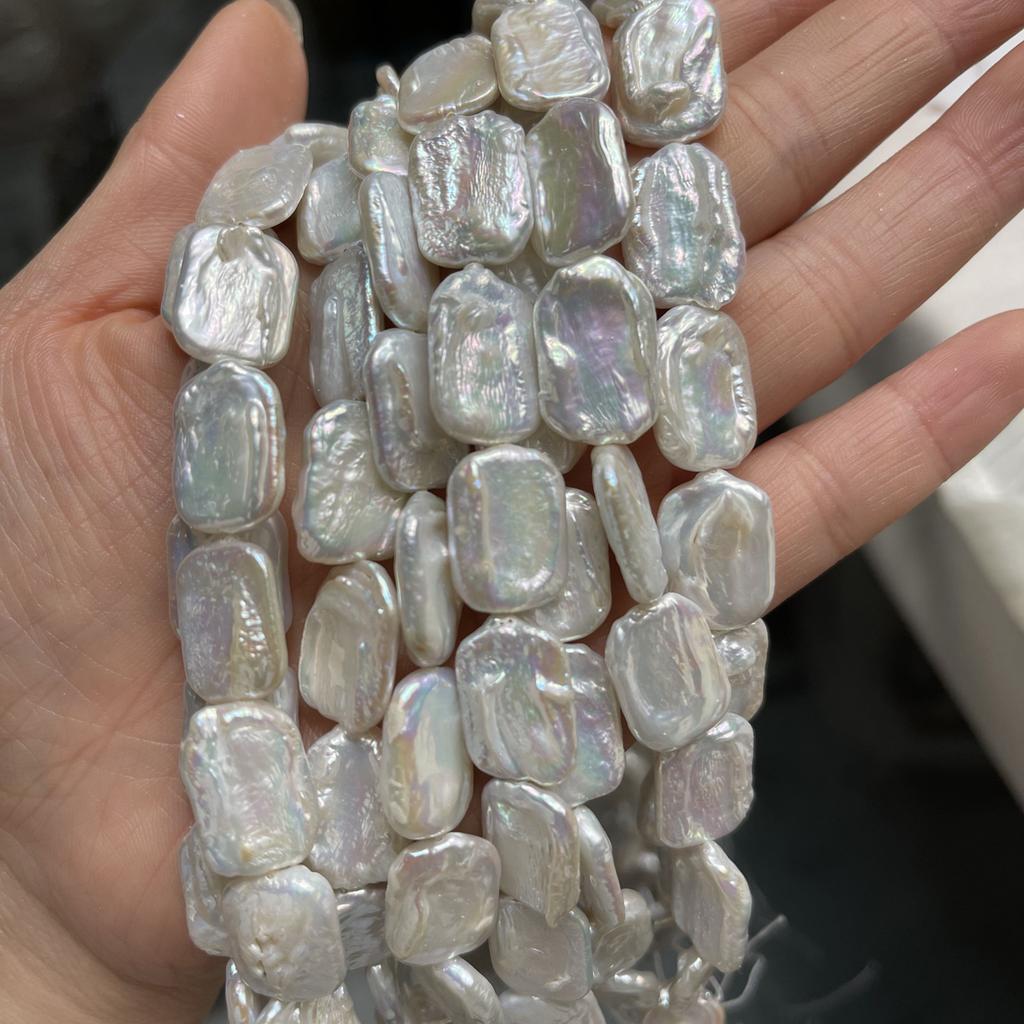 1String, Bohemian Style Baroque Irregular White Artificial Pearl Beads for Jewelry Making DIY Necklaces Bracelets Anklets Accessories, Craft Gift 18cm