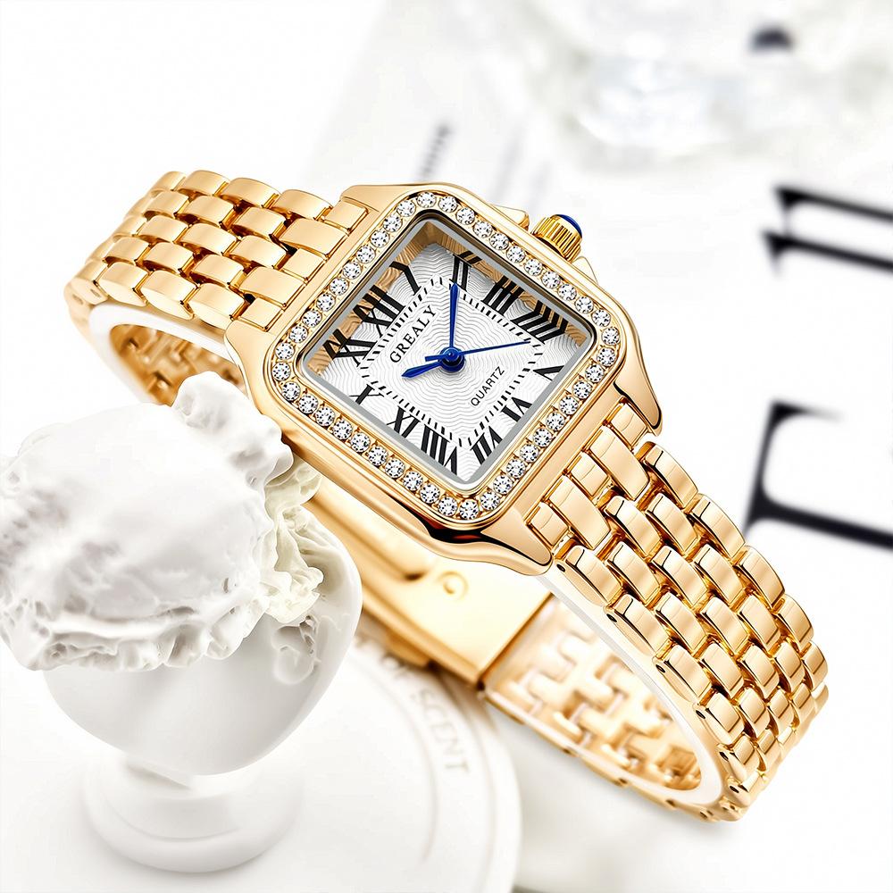 Watch Ladies Quartz Watch Waterproof Watch Female Custom Square Retro Diamond Watch