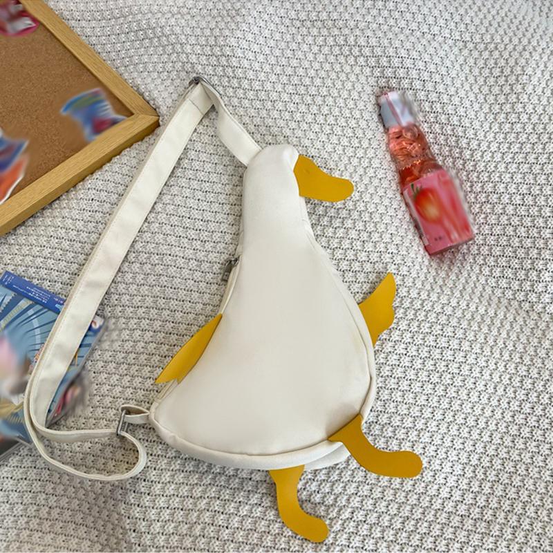 Women Shoulder Bag Cute Duck Canvas Bag Female Student Messenger Shoulder Bag Trendy Funny Cute Cartoon Chest Bag