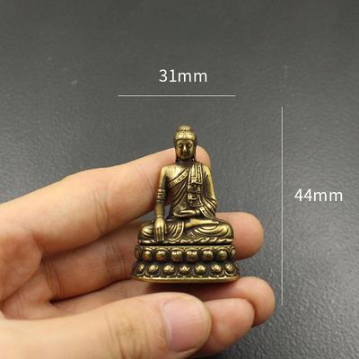 Mosiężne figurki buddy siakjamuniego miniatury ozdoba na biurko antyczna miedź Dharma mistrz statua dekoracje