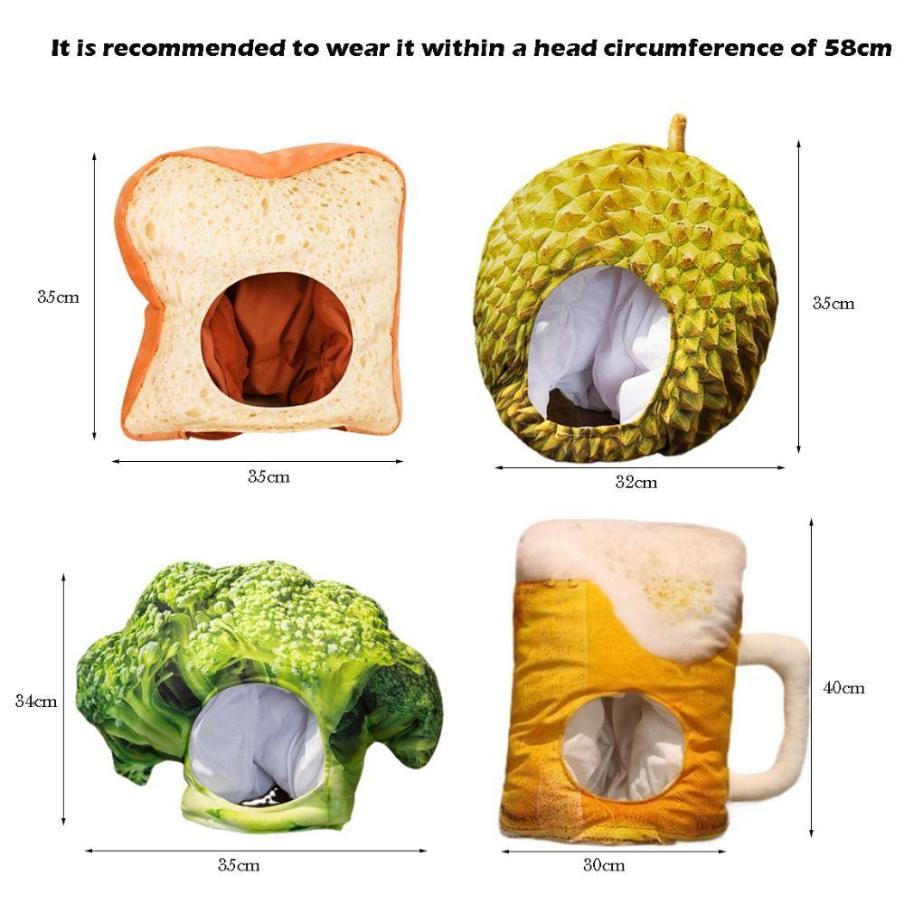 Soft Toast Head Cover Cartoon Design Durian Head Cover Cosplay Costume Party Photo Props