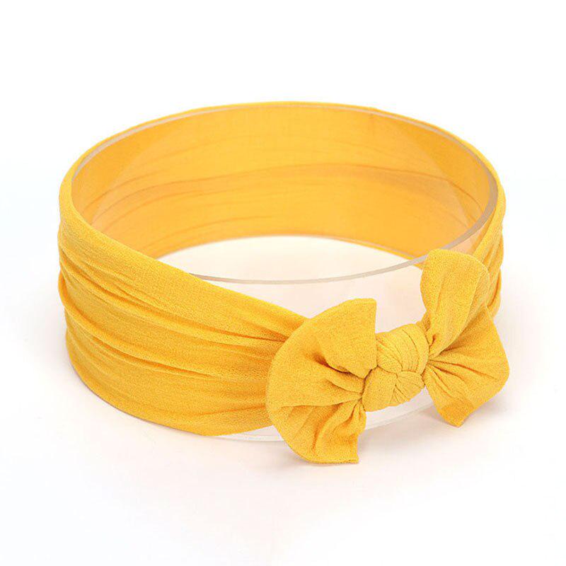 

Нейлоновая повязка на голову с бантом для девочек, однотонная широкая повязка на голову в виде тюрбана, детская повязка на голову, аксессуары для волос жёлтый