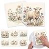 6PCS Kitchen Dishcloths Reusable Cleaning Dish Towels Absorbent Lint Free Cloth Washable Duster Rags Tea Towels Sheep Pattern Dishcloth