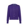 Polo Einfarbig Rundhals Pony Stickerei Knopfleiste Strickjacke Langarm Kurzer Strickpullover Damenpullover Lila 211891672-022