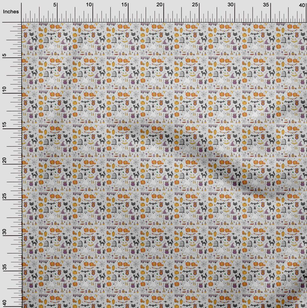 oneOone Cotton Flex Black Fabric Halloween Dress Material Fabric Print Fabric By The Yard 40 Inch