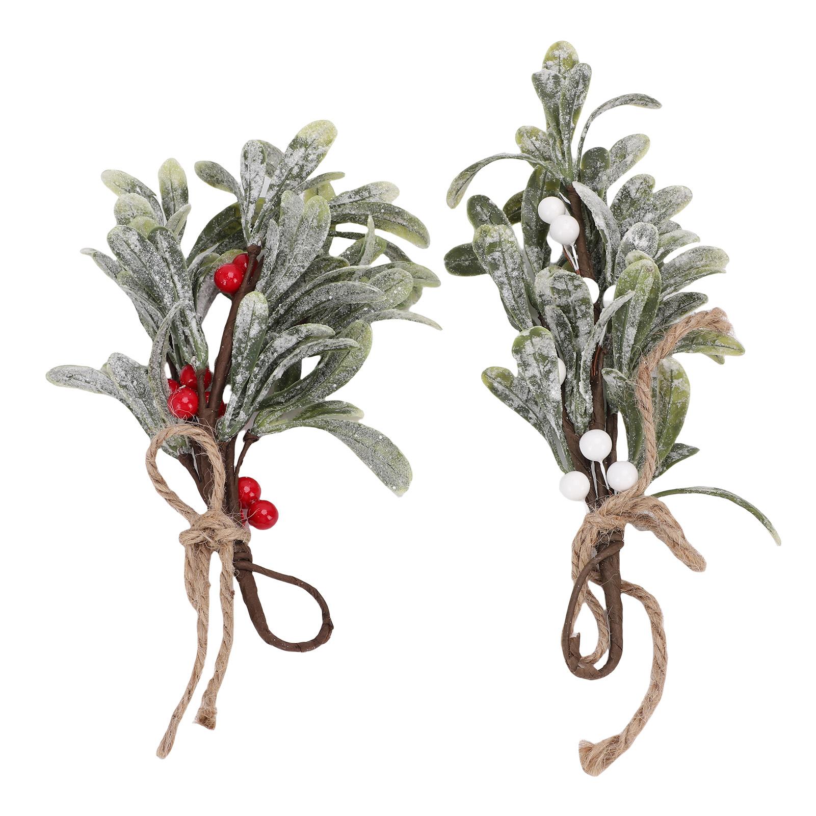 

4PCS Artificial Mistletoe Pick 9.1 Inch Xmas Hanging Fake Mistletoe Ornament Decorations for Xmas Tree Wreath Holiday Decoration