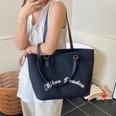 Bolsa Feminina Nova Estudante Grande Capacidade Tote Bag Bolsa de Ombro Versátil Bolsa de Axila com Letras