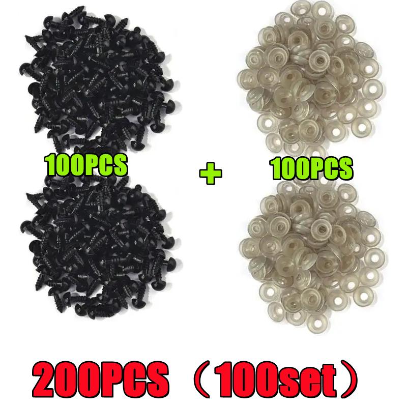 200/100PCS Black Plastic Safety Eyes For Toys Amigurumi Diy Kit Crafts TeddyBear Toy Eye For Doll Decoration Accessories 5-20mm