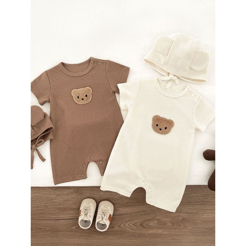 British Lmkl Baby Jumpsuit Summer Thin Bear-Themed Baby Clothes Infant Short-Sleeved One-Piece Romper