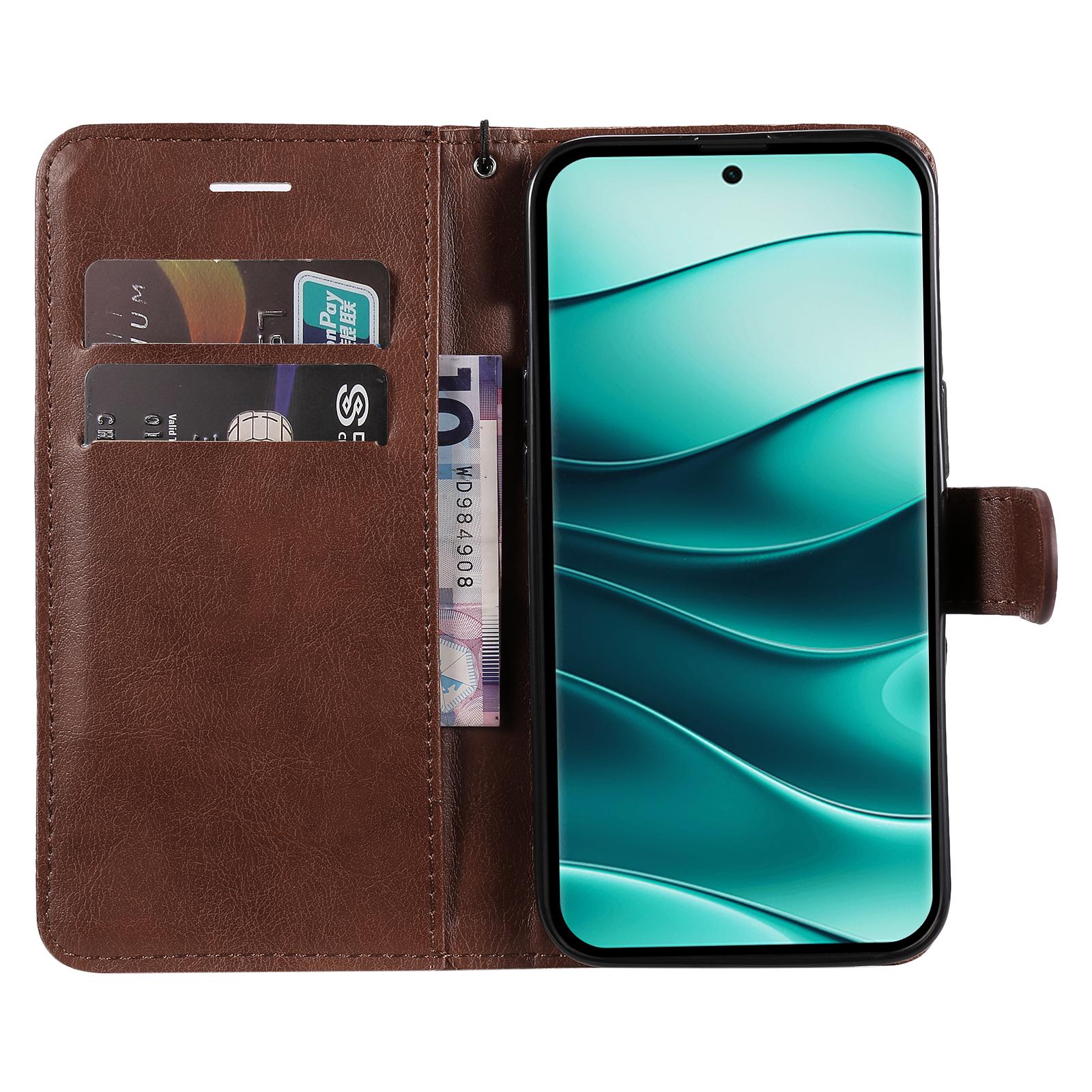 

For Xiaomi Redmi Note 14 Pro+ 5G/Note 14 Pro 5G/Poco X7 5G Case Solid Color Leather Mobile Cover Wallet Stand with Strap Red