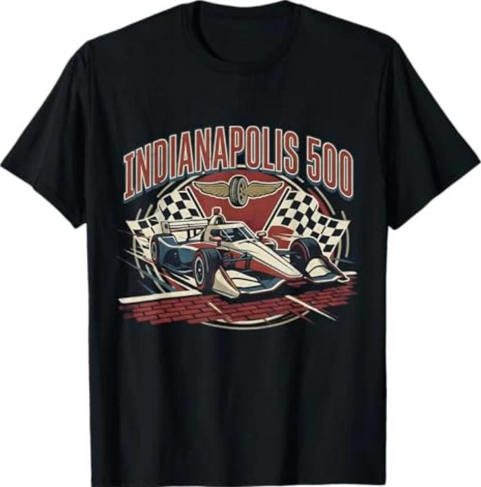 Indianapolis Indiana State 500 Race Car Distressed Flag Tshirt S