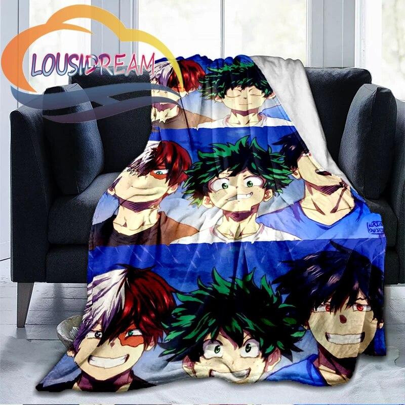 My Hero Academia Nadýchaná vlněná deka Flanel Hřejivost Měkká plyšová pohovka Throw čtvercová deka Tourist