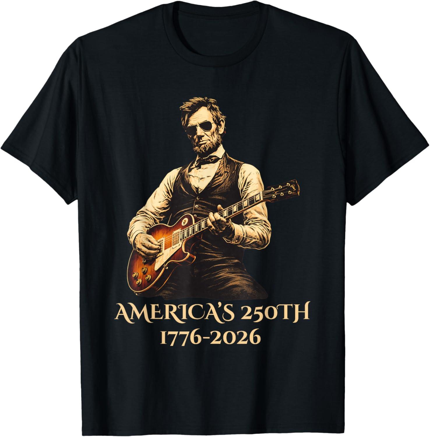 Abraham Lincoln Playing Guitar Vintage 250th Anniversary Unisex T-Shirt S