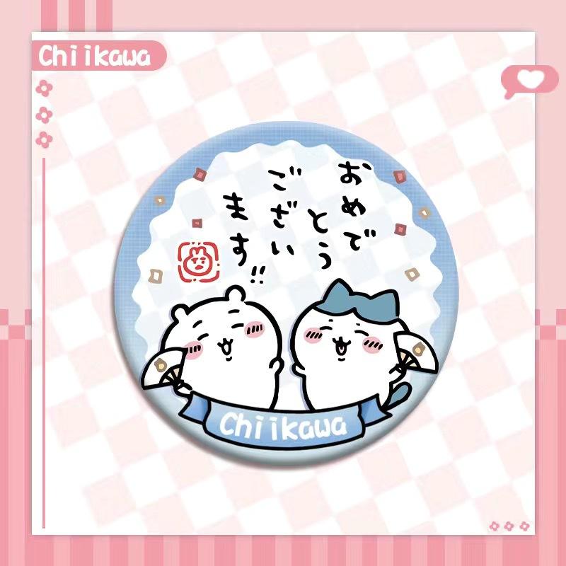 Chiikawa Jii Badge Emoticon Pack Usachi Hachiware Cute Cartoon Series Peripheral HD Tinplate Laser Bars Friend Gift