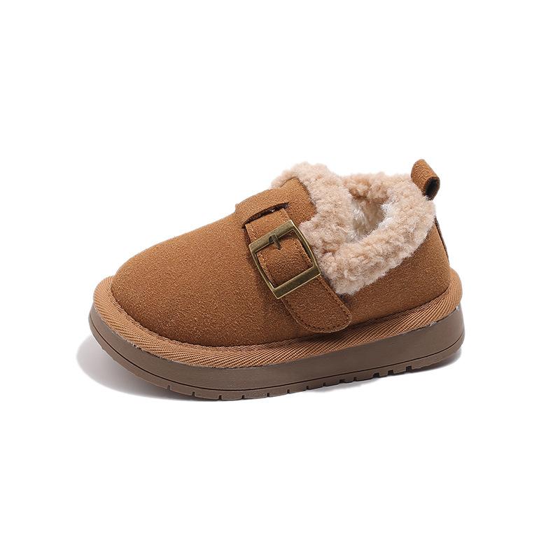 Kids Casual Shoes 2024 New Winter Shoes for Children Khaki Beige Versatile Boys Girls Warm Fashion Outdoor Cotton Shoes Non-slip