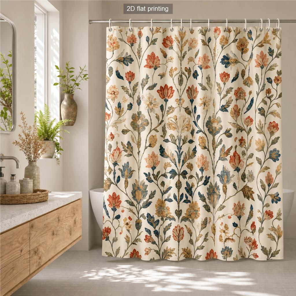 Winter Forest Floral Abstract Print Polyester Shower Curtain Bathroom Decor Bathtub Curtain with Hooks Multiple Designs