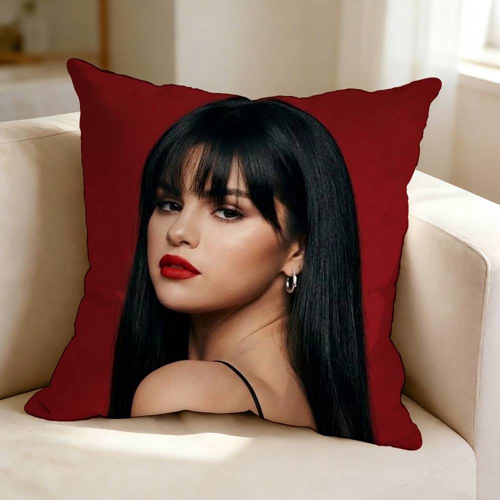 American pop Singer-Songwriter S-Selena G-Gomez Pillow Case Square Double-Sided Sofa Cushion Cover Bedroom Bedside Pillow