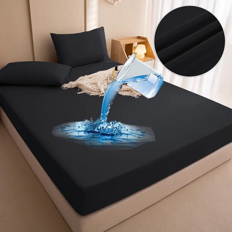 Super wasserdichtes Spannbettlaken-Bettwäscheset, Matratzenbezug, wasserabweisende Bettdecke, Tagesdecke mit Gummiband, Matratzenschoner