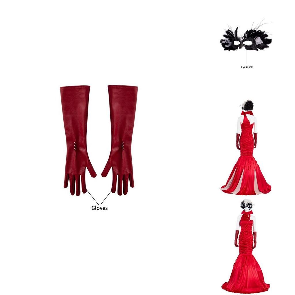 Exquisites Cruella De Vil Kuyla Cosplay-Kostümset mit elegantem Kleid und Accessoires