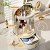 360° Rotating Makeup Organizer Case Large Capacity Cosmetics Storage Vanity Shelf Countertop Luxury Spinning Storage Display Box
