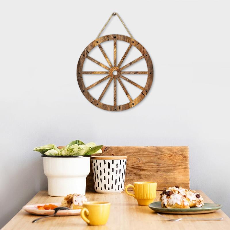 Wood Wagons Wheel Decorative Wooden Wheels Old Western Style Wagon Wheels Decor Vintage Rustic Wall Hanging Wood Cartwheel