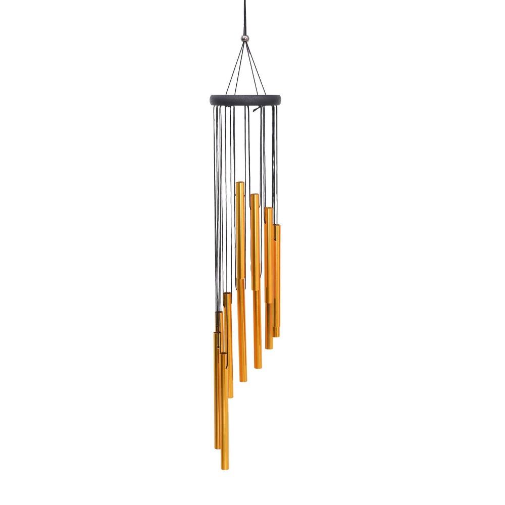 Colorful Outdoor Wind Chimes 12 Tubes With Hook Aluminum Tube Wind Chime Home Decoration Hollow Metal Tubes Hanging Wind Chimes