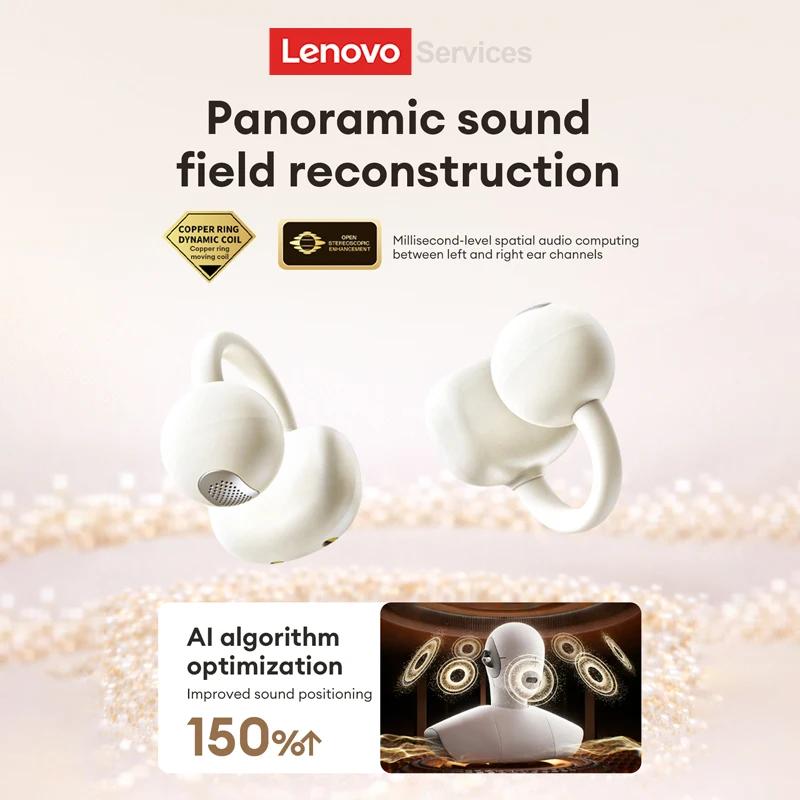 Original Lenovo RS108 Open Ear Bluetooth 6.0 Headset Clip On Wireless Earphones HiFi In-Ear Earbuds ENC Noise Canceling Headphones 30H Playtime