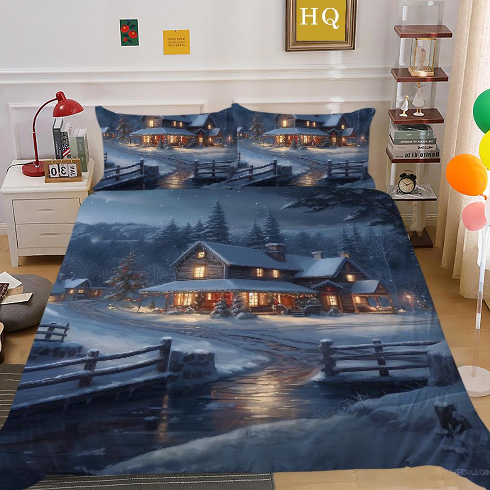 Crăciun Imprimat Home Lenjerie Queen Size Poliester Lenjerie de pat Copii Cuverturi Drăguțe de Înaltă Calitate