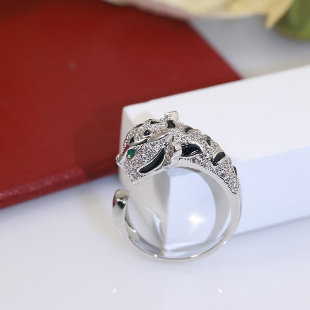 The Latest Popular Leopard Grandmother Emerald Ring  High Carbon Diamonds, Full of Dominance Leopard Multi Circle Ring Size 6/7/8/9