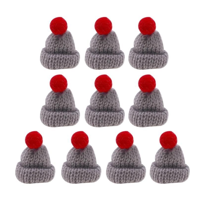 Bundle of 10 Mini Knitted Hats Clothing Accessories DIY Decorative Crafts House
