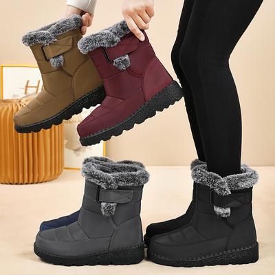 Women's Winter Warm Snow Boots Waterproof Anti-Slip Mid-Calf Ankle Booties Shoes With Faux Fur Lining Comfortable Outdoor Walking Boots for Women