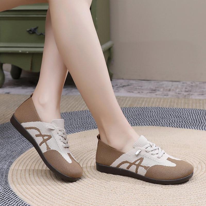 Women New Summer Mesh Shoes Casual Breathable Lace Up Shoe Versatile Retro Flats Lightweight Non Slip Mother Shoes Zapatos Mujer