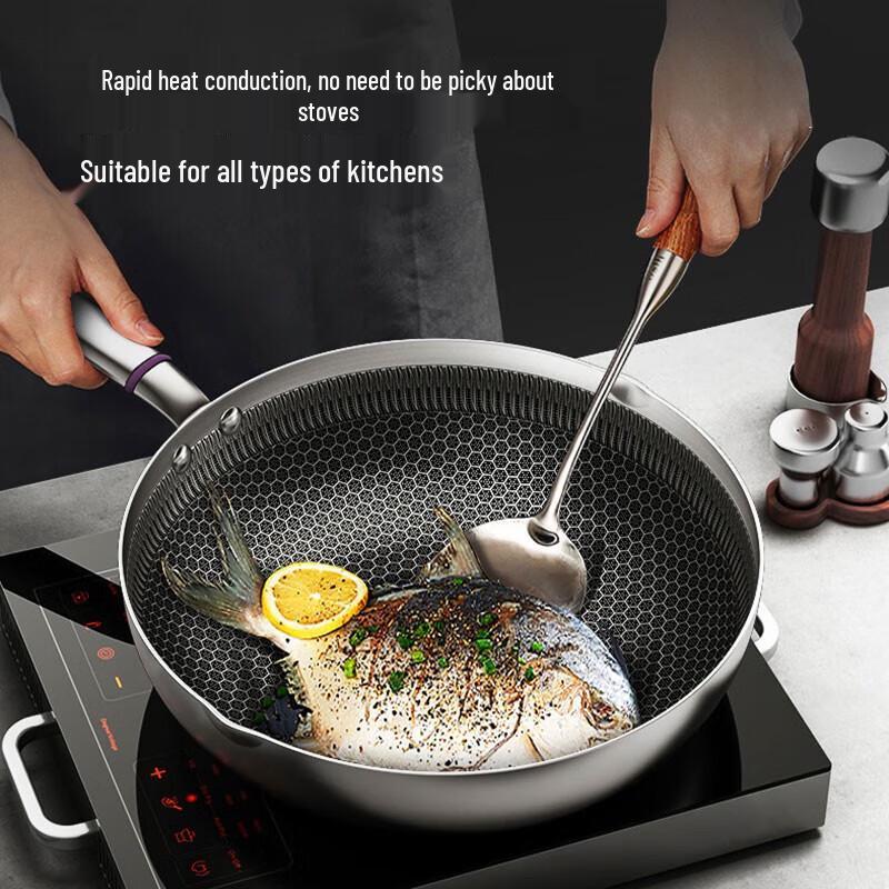 Kangbach 30cm 316L Stainless Steel Non-stick Stir-fry Pan