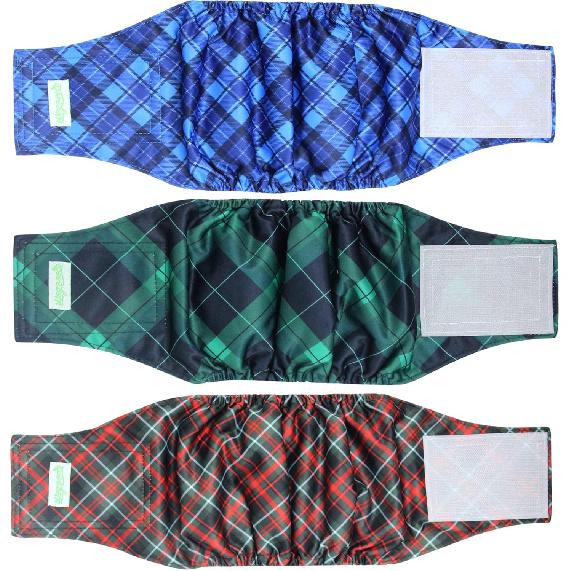 wegreeco Washable Male Dog Belly Band (Stylish Pattern) - Dog Diapers Male - Washable Male Dog Belly Wrap, Dog Diapers Male (Blue, Green, Red Plaid,