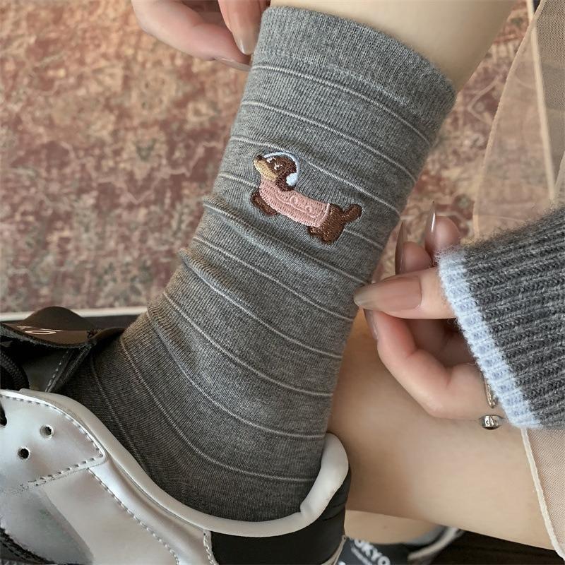 

Girls Mid-calf Socks, Trendy School Style, Autumn and Winter Cartoon Dog, Dui Dui Socks, Girls Socks 1 pair