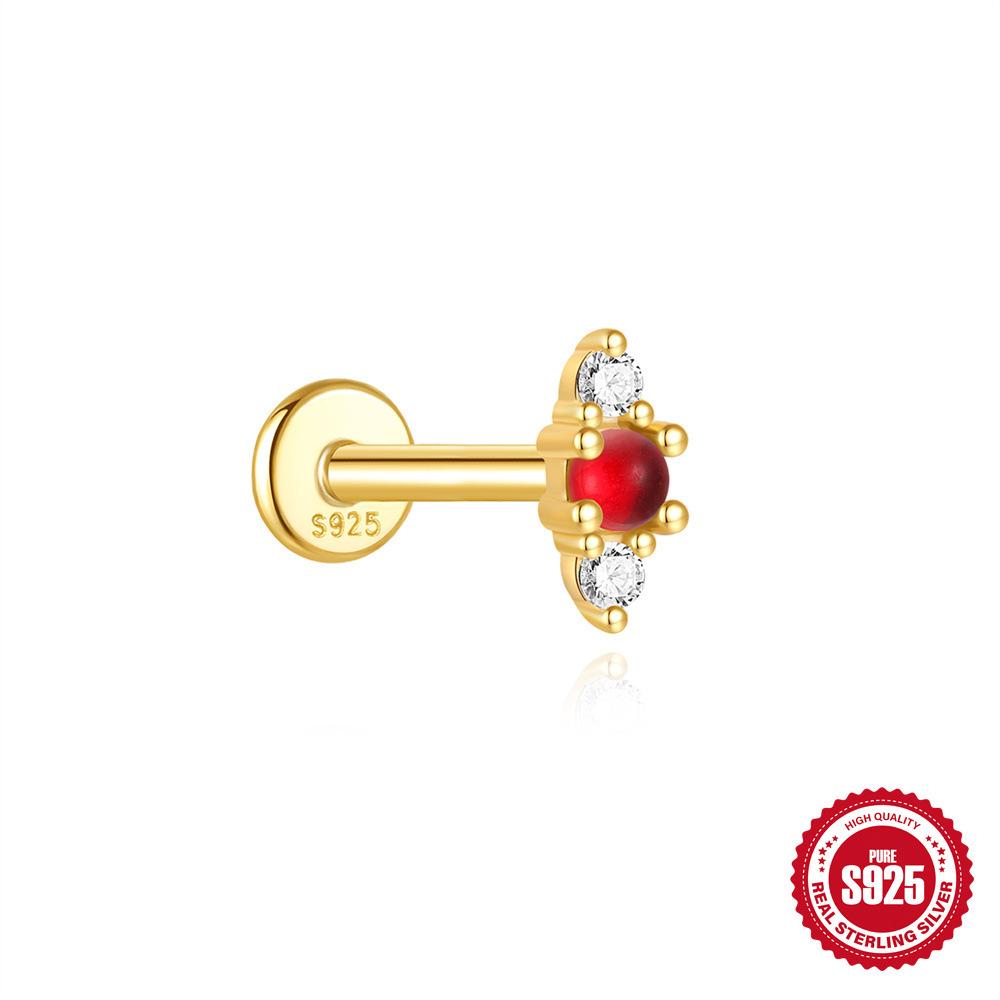 

Серьги-пусеты из стерлингового серебра 925 пробы, зеленые, свежие, в стиле ретро, красного цвета, с плоской шляпкой, круглые, с индивидуальностью, универсальные, для пирсинга хряща уха