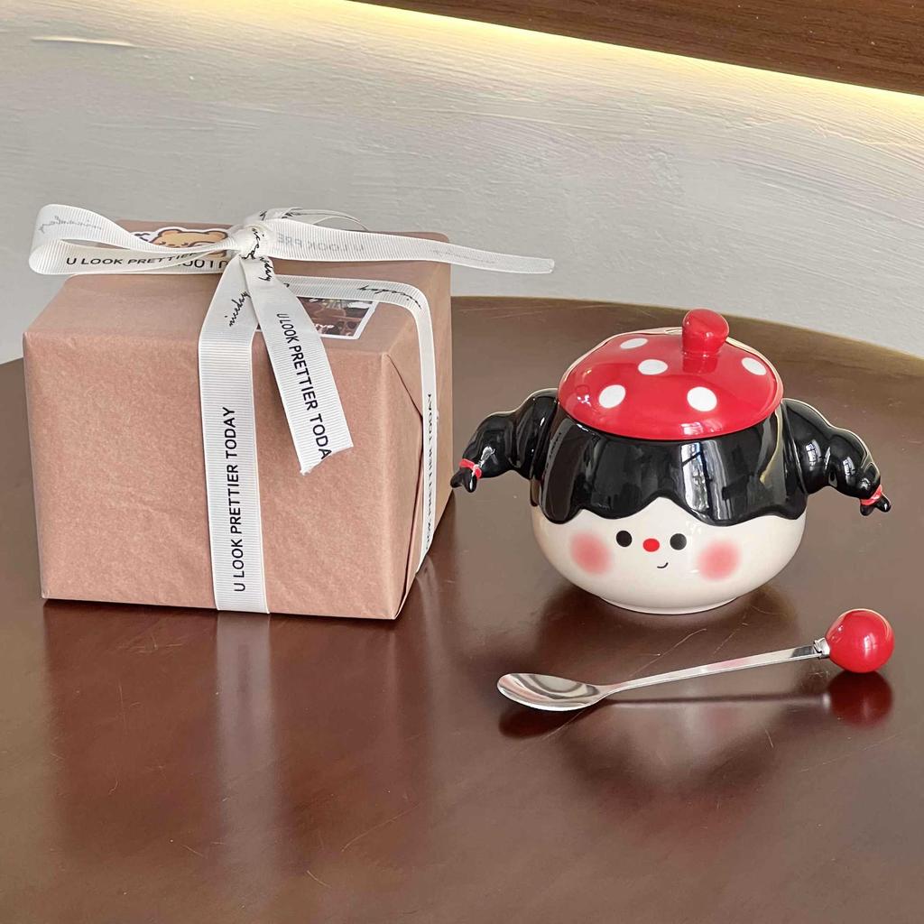 Hochwertiger geflochtener süßer Keramiktasse für kleine Mädchen mit Deckel Löffel Paar Frühstück Kaffeetasse Büro Wasserbecher