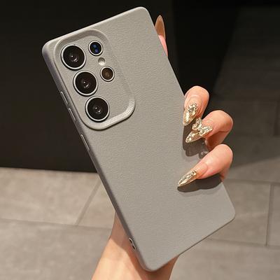 Samsung Galaxy A16 A07 S23 S24FE S25 Xiaomi Poco X7 M7 Redmi für iPhone 17 16 15 Pro Max Infinix Realme Handyhüllen Weiche graue Lederoptik TPU-Hülle