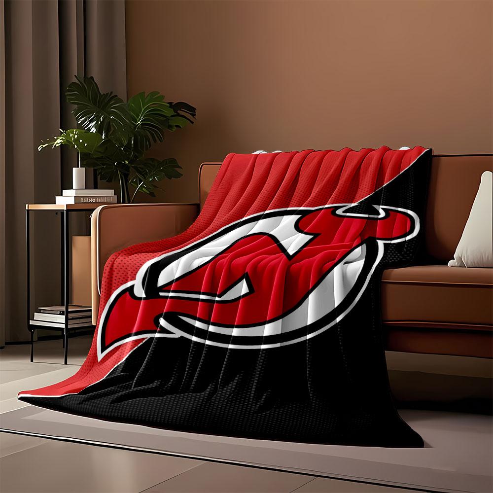 Red Devil Logo on Black and Red Background print blanket soft and cozy perfect for the living room bed sofa or a nap,gift