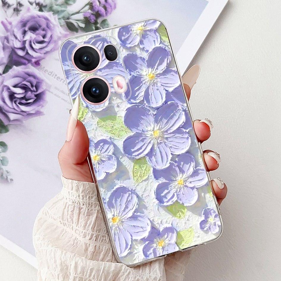 For OPPO Reno13 Pro 5G Case CPH2697 Fashion Flower Butterfly Soft Silicone Phone Cover For OPPO Reno 13 CPH2689 Reno13Pro Bumper