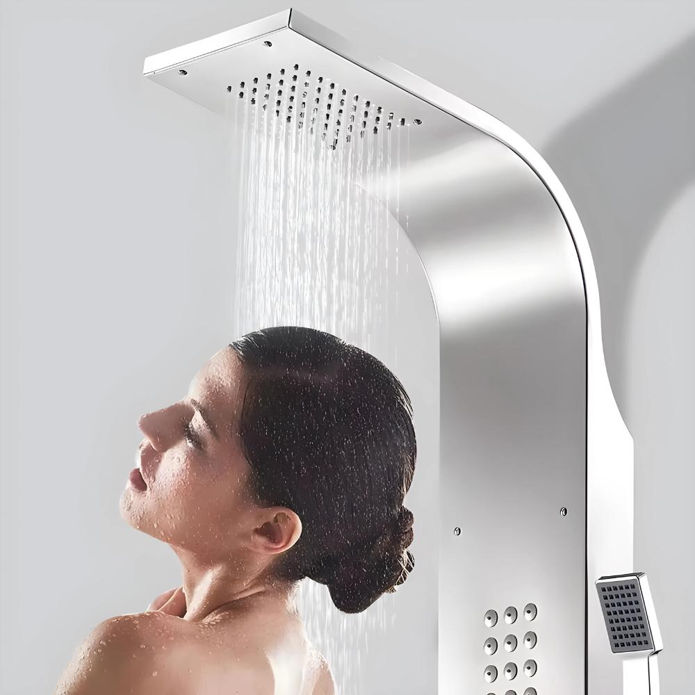 Shower Panel Tap with Hydromassage - Nickel-plated