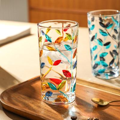 Tasse à eau en verre peint à la main, verre à whisky, articles de maison, jolie tasse à thé pour filles, verres colorés