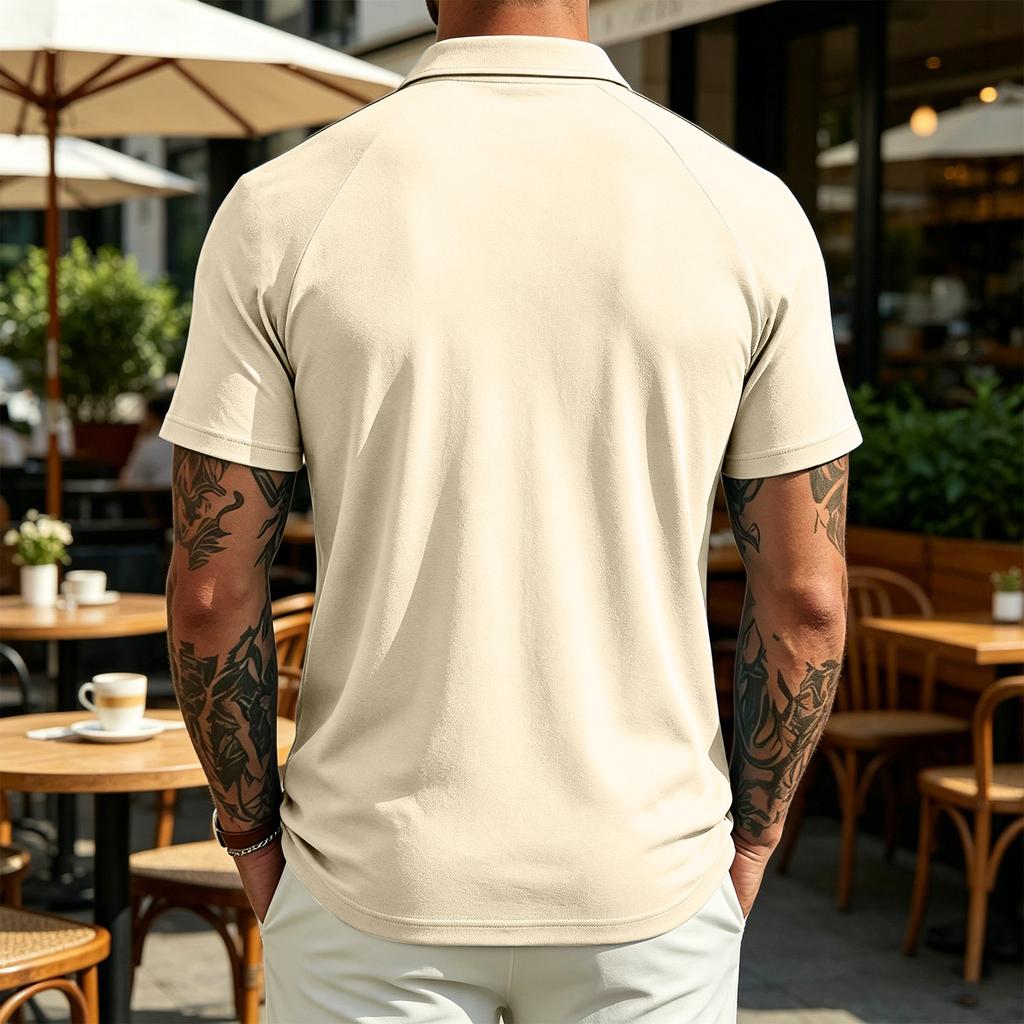 Men's Casual Lightweight Breathable Short Sleeve Polo Shirt with Classic Collar and Button Placket Suitable for Everyday Wear