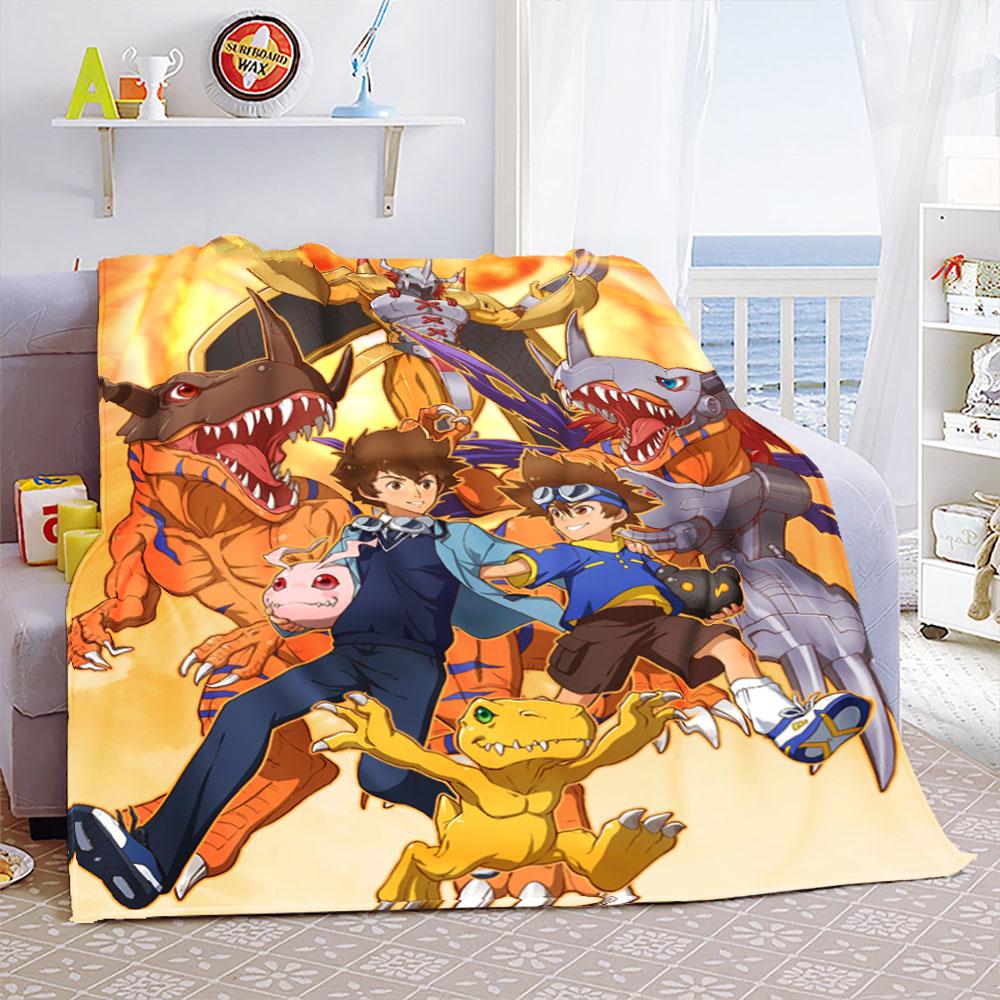 

Тонкое фланелевое одеяло Digimon с мультяшным украшением