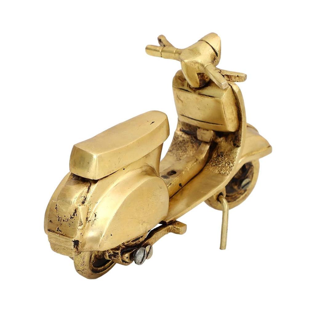 Brass Vintage Scooter Figurine Statue for Showpiece ( Golden) | Classic Antique Finish Vespa Scooter for Home Decor, for Office, Centre Table