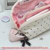 Polka Dot Shell Pencil Case Large Capacity Nylon Pen Bag Kawaii Cute Handheld Stationery Organizer For Girls Student Makeup Bag