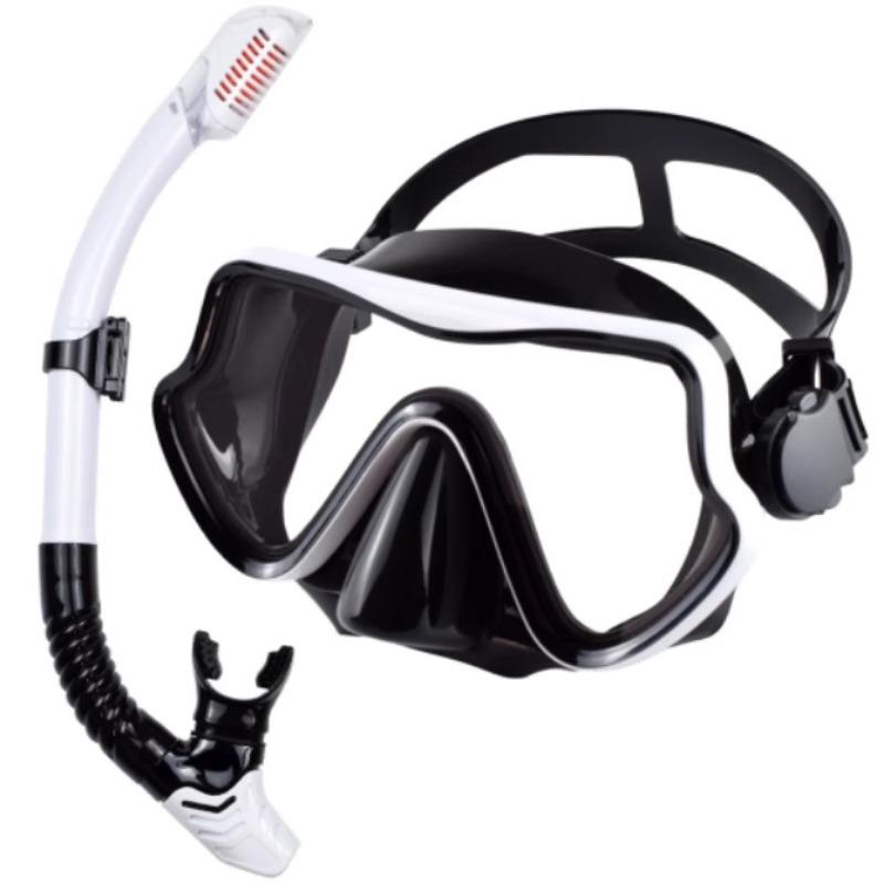 Swimming Training Snorkel Kit Adults Youth Scuba Diving Mask Snorkel Set Tempered Glass Professional Panoramic Snorkeling Gear 006+1988
