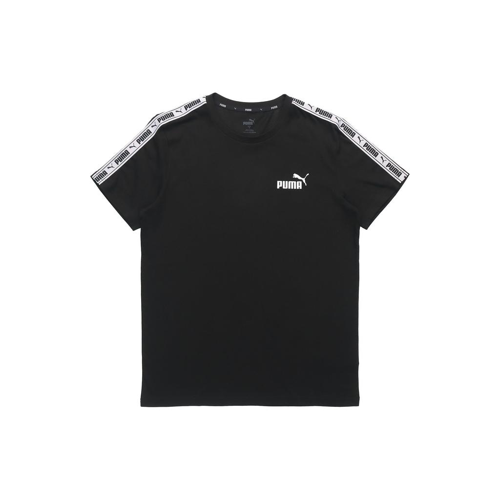 Puma Logo Print Taping Tee Men Tops Black 532557-01