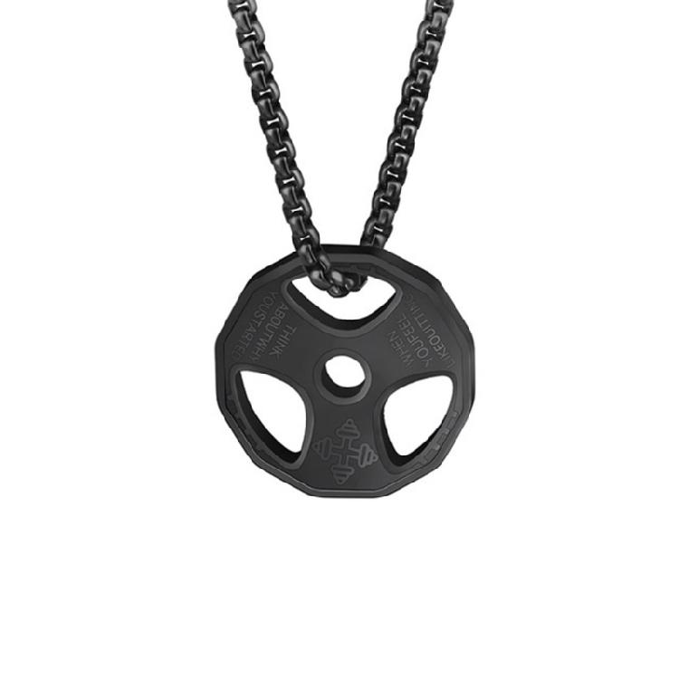 Dumbbell Pendant Necklace Titanium Steel Fitness Gym Necklace Men Women Pendant