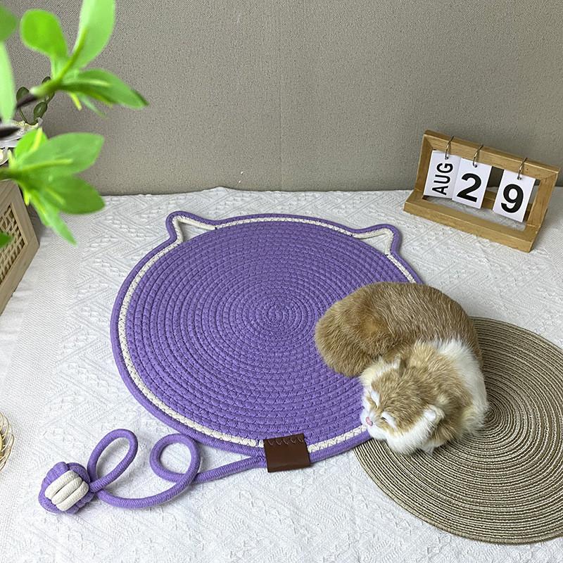 Cotton Rope Woven Cat Scratcher Mat Sleeping Pads With Toy Ball Durable Washable Pet Bed For Cats Owners